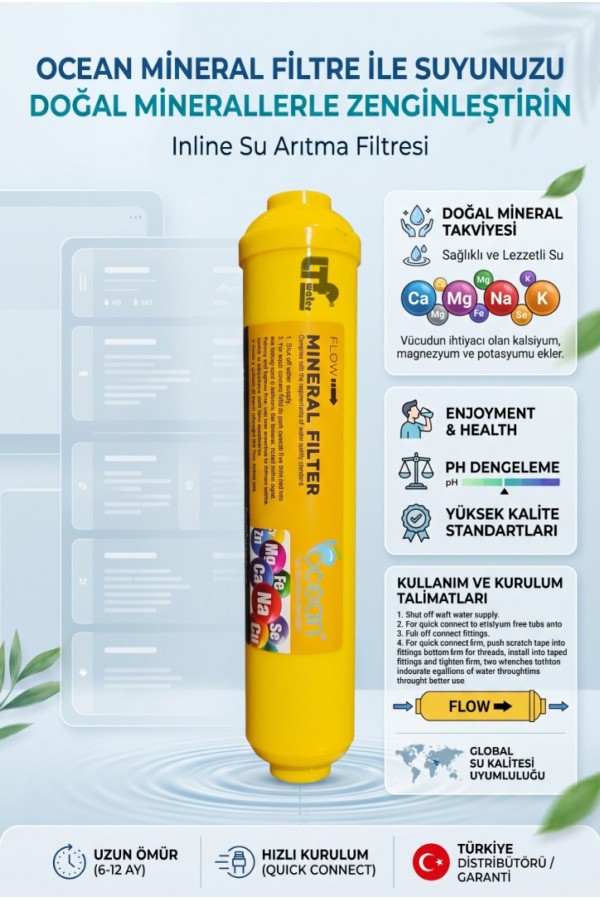 Ocean Mineral Filtre – Inline Doğal Mineralli Su Arıtma Filtresi 