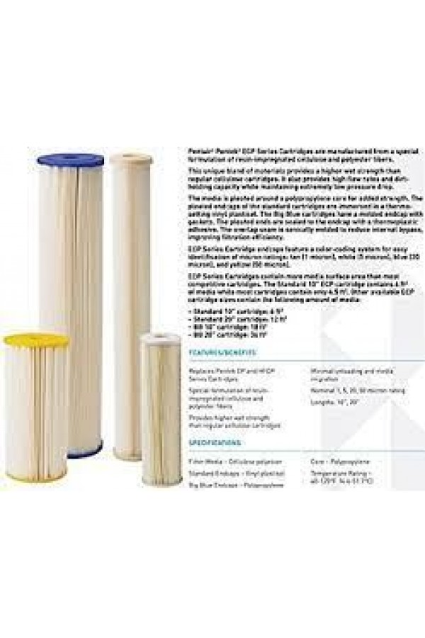 20'' Pentek ECP20-20BB / 255495-43 Pileli Selüloz Polyester Kartuş 20'' Pentek ECP20-20BB / 255495-43 Pileli Selüloz Polyester Kartuş