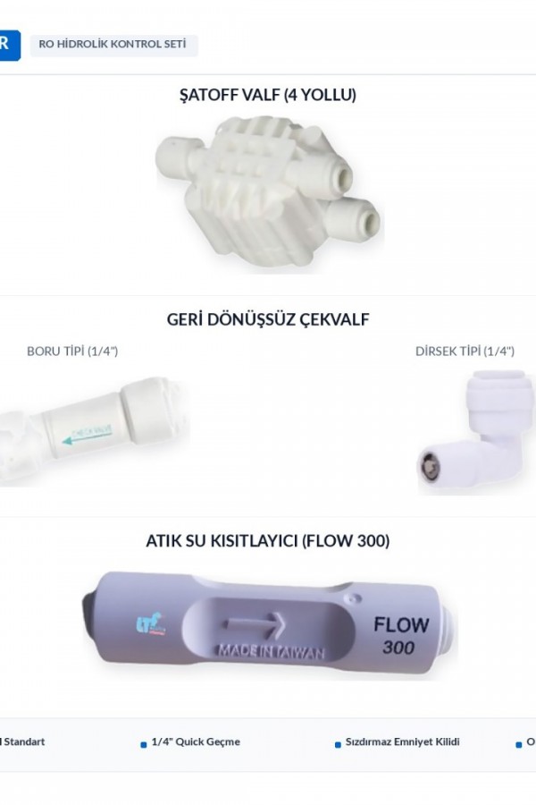 Su Arıtma Yardımcı Parçalar