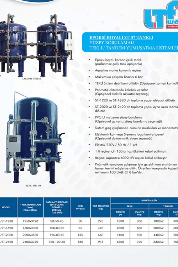 Yüzey Borulamalı Sistemler EPOKSİ BOYALI ST-37 TANKLI YÜZEY BORULAMALI AKTİF KARBON FİLTRE SİSTEMLERİ