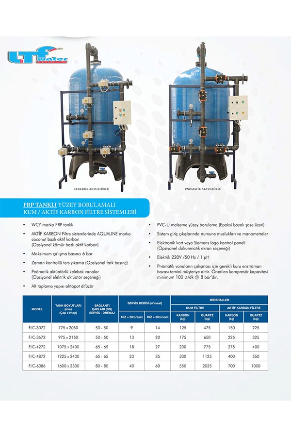 Yüzey Borulamalı Sistemler FRP TANKLI YÜZEY BORULAMALI KUM FİLTRE SİSTEMLERİ