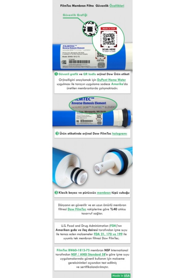 Dupont Filmtec Membran-DOW Filmtec BW60-1812-75 Dupont Filmtec Membran-DOW Filmtec BW60-1812-75